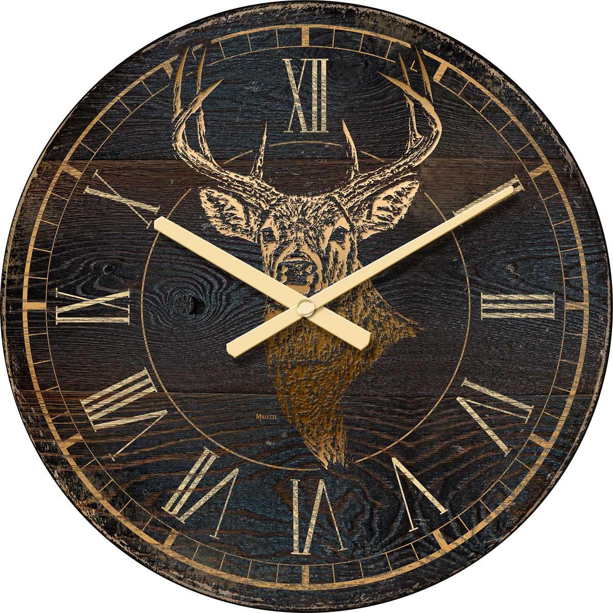 Deer Bust 21" Round Clock - Wild Wings